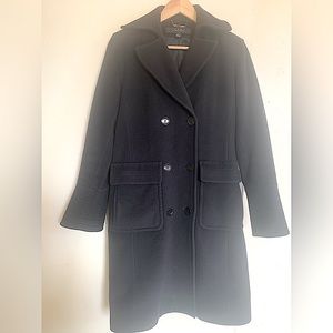 LAUNDRY BY SHELLI SEGAL 100% Wool Double Breasted Full Length Black Coat-Size 6